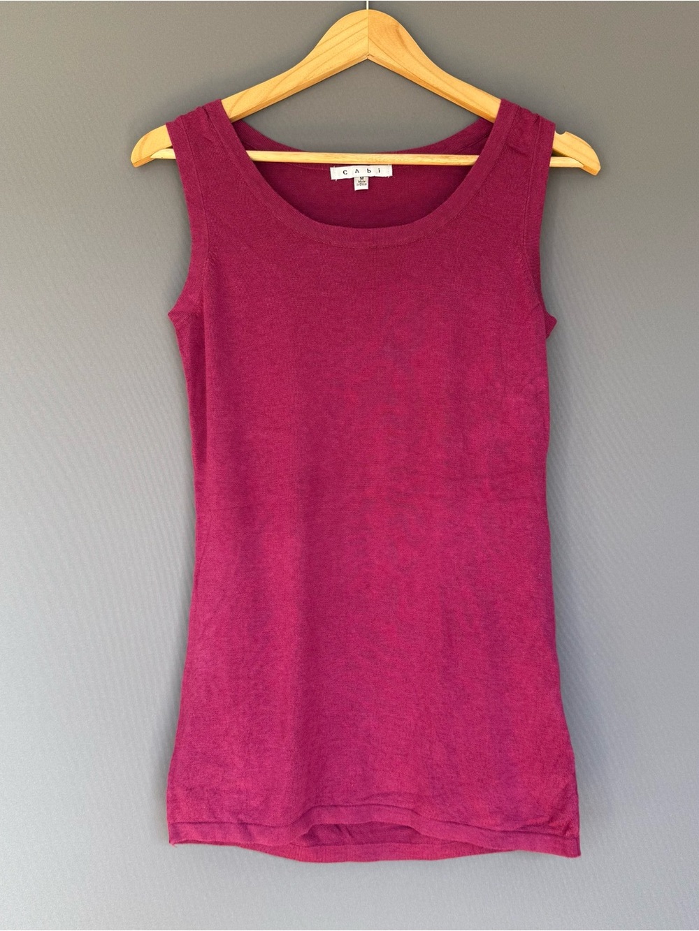 CAbi Fine Knit Scoop Neck Sweater Tank Women's Berry Magenta M Minimalist